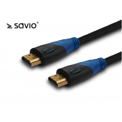 Elmak SAVIO CL-07 Kabel HDMI oplot nylon złoty v1.4 3D, 4Kx2K, 3m