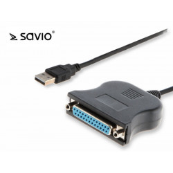 Elmak SAVIO CL-47 Adapter USB na LPT żeński 25pin, 1m