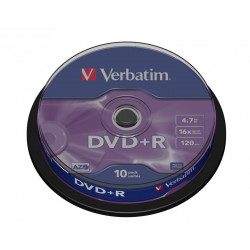 Verbatim DVD+R 16x 4.7GB 10P CB           43498