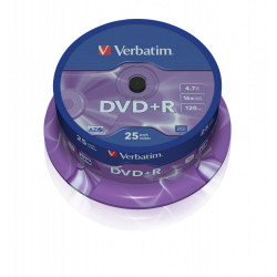 Verbatim DVD+R 16x 4.7GB 25P CB           43500