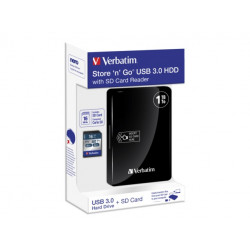 Verbatim Store'n'Go 1TB 2.5 czarny USB 3.0 + czytnik kart + karta SD    16GB