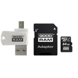 GOODRAM Karta microSDHC 64GB CL10 + adapter + czytnik